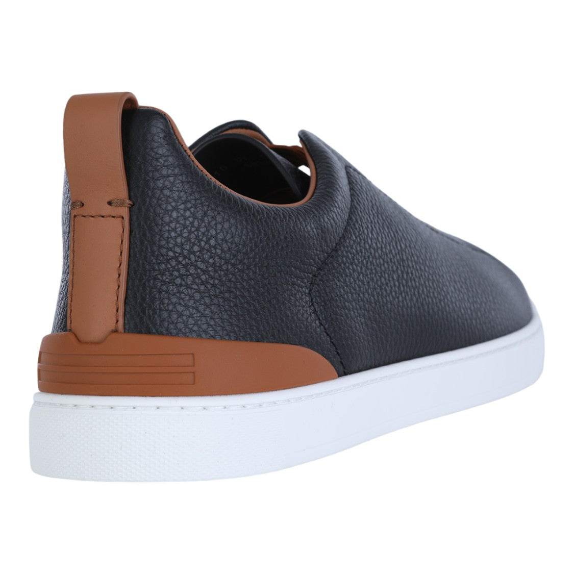 Zegna Low-Top Sneakers With Textured Black Leather