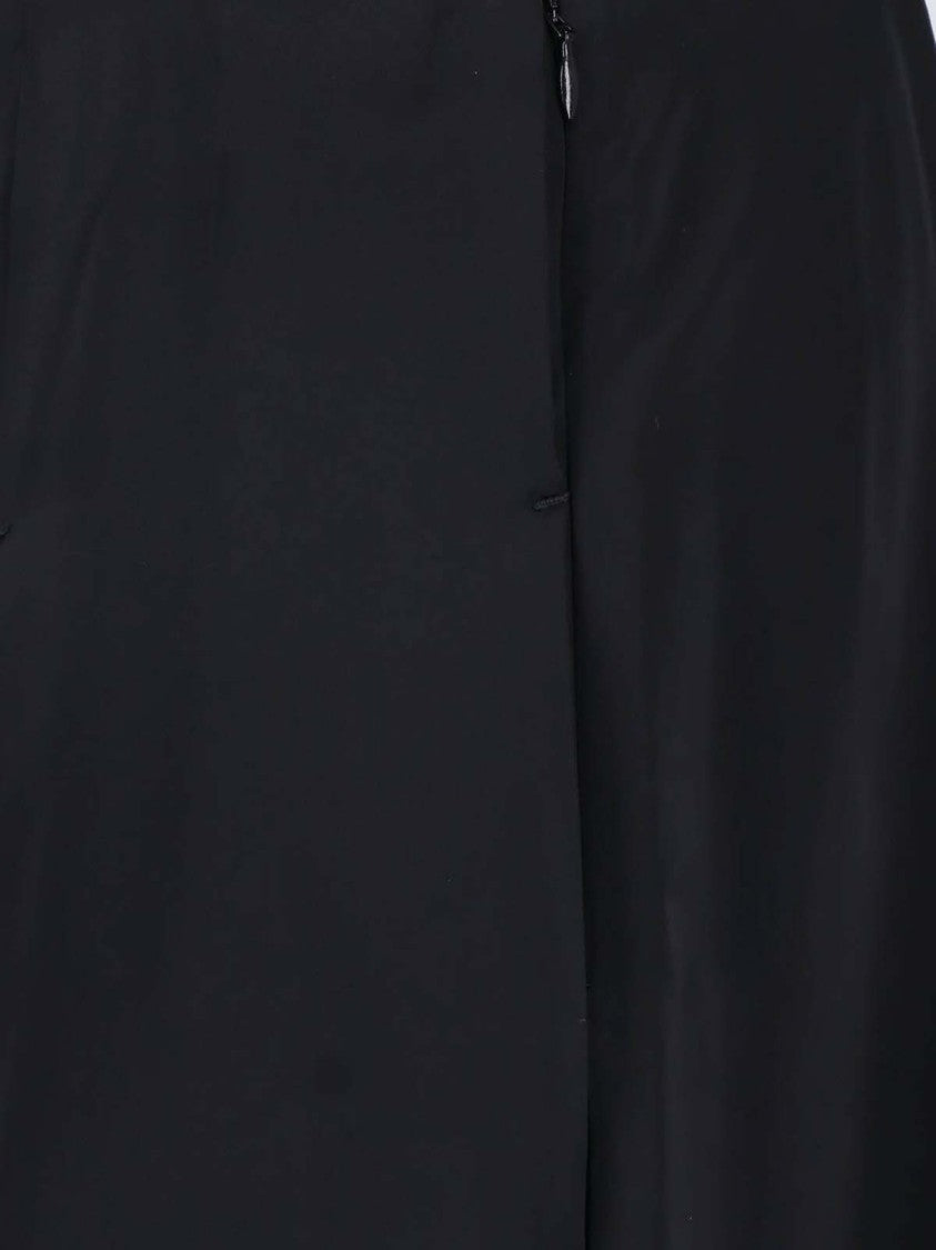 Jil Sander Midi Skirt In Smooth Black Viscose With Pleated Details