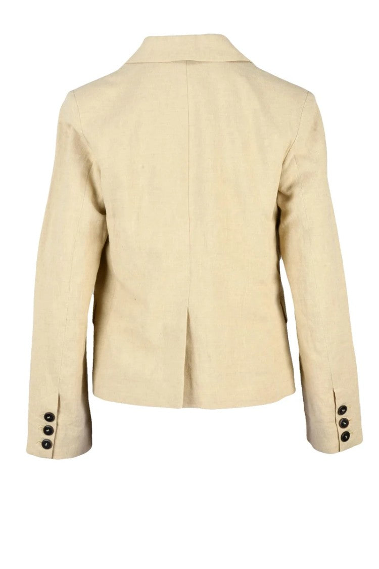 Pomandère Cropped Tailored Blazer With Textured Fabric