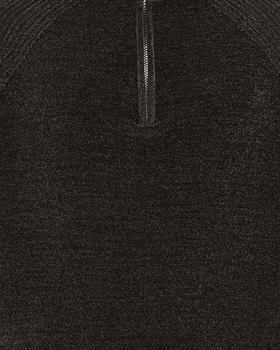 Peuterey Dark Grey Chenille Ribbed Half-Zip Sweater