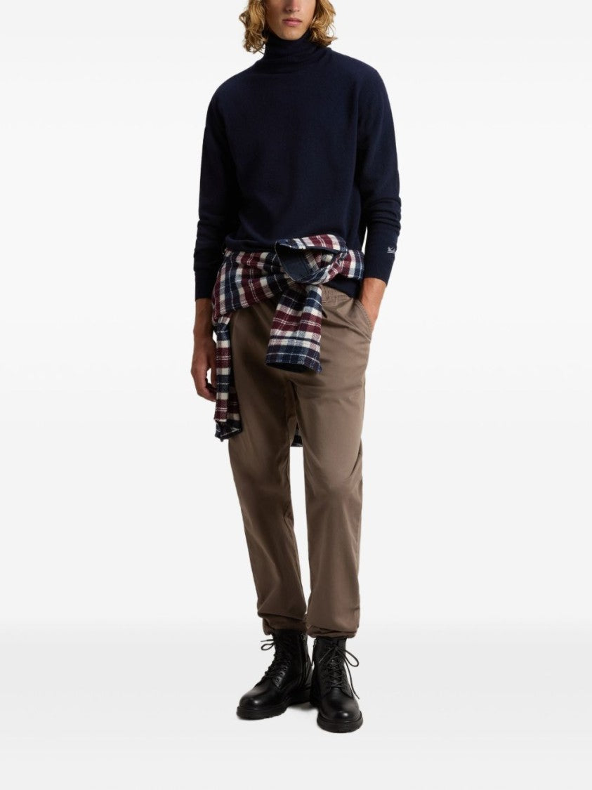 Woolrich High Neck Blue Wool Sweater