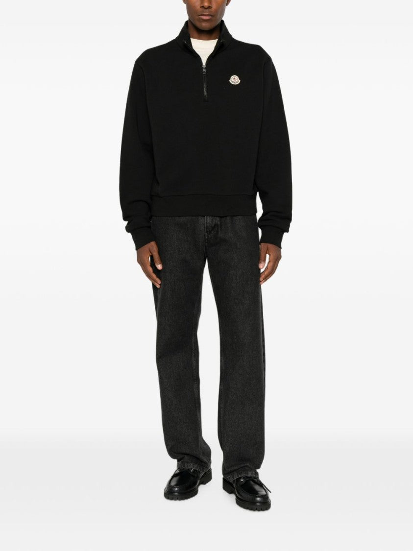 Moncler Cotton Fleece Stand Collar Zip-Up Sweatshirt