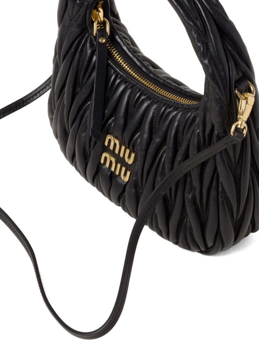 Miu Miu Black Ruched Lambskin Handbag