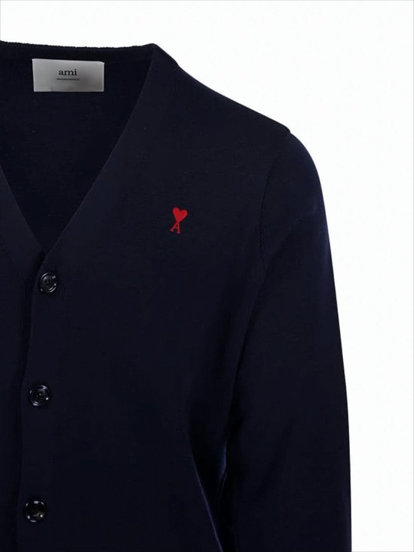 Ami V-Neck Cardigan With Button-Down Front
