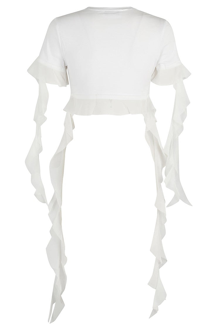 Blumarine Ruffle Hemline Cotton Top With Dynamic Silhouette