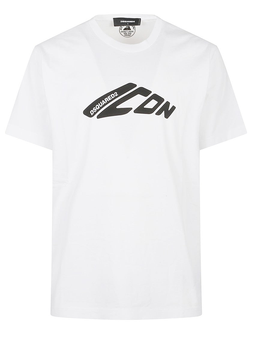 Dsquared2 White Cotton T-Shirt With Bold Graphic Logo