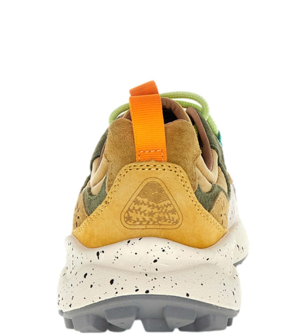 Flower Mountain Multi-Material Sneakers With Vibrant Accents And Chunky Sole