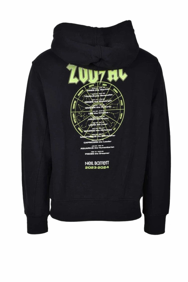 Neil Barrett Cropped Black Sweatshirt With Zodiac Graphic