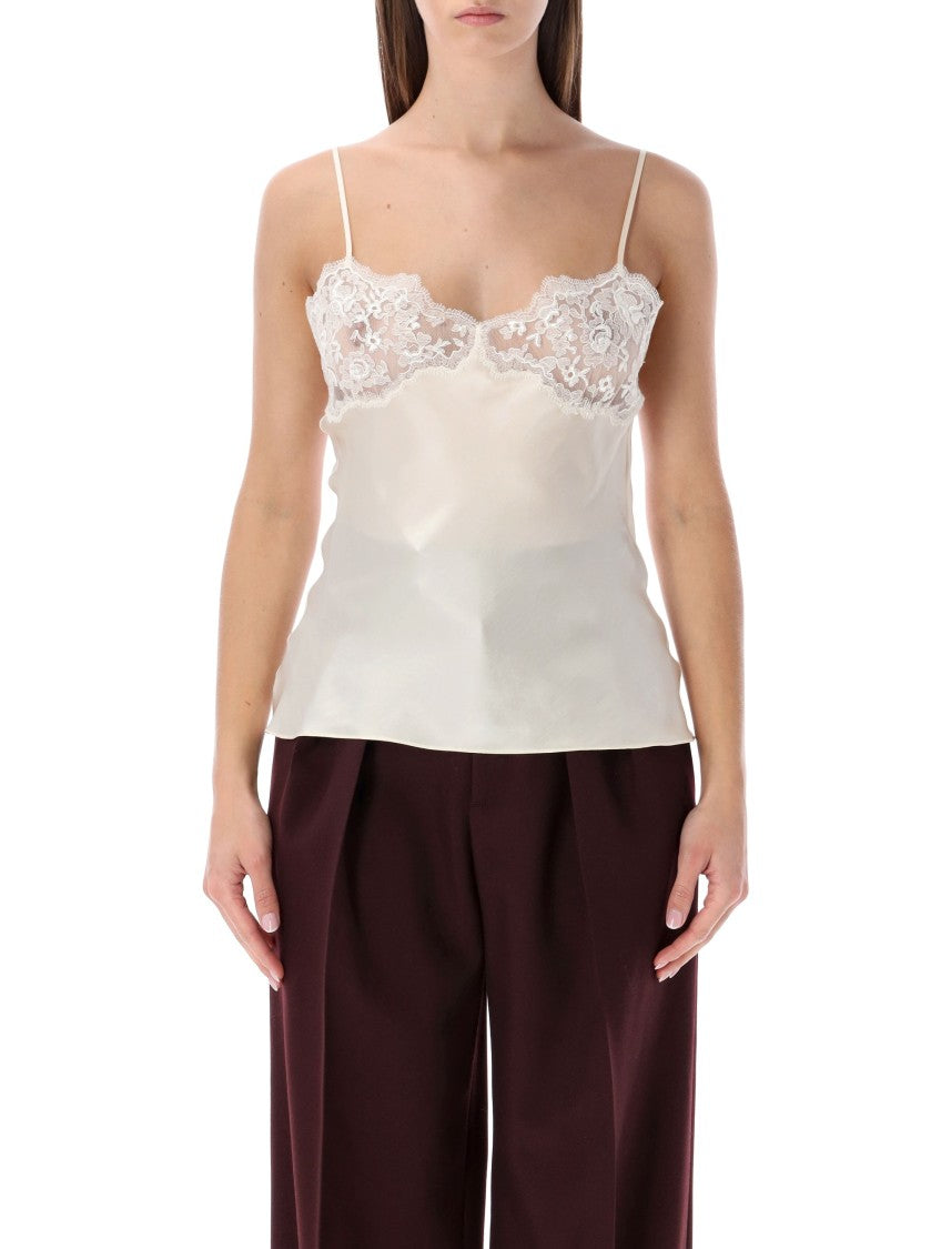 Chloé Ivory Silk Top With Lace