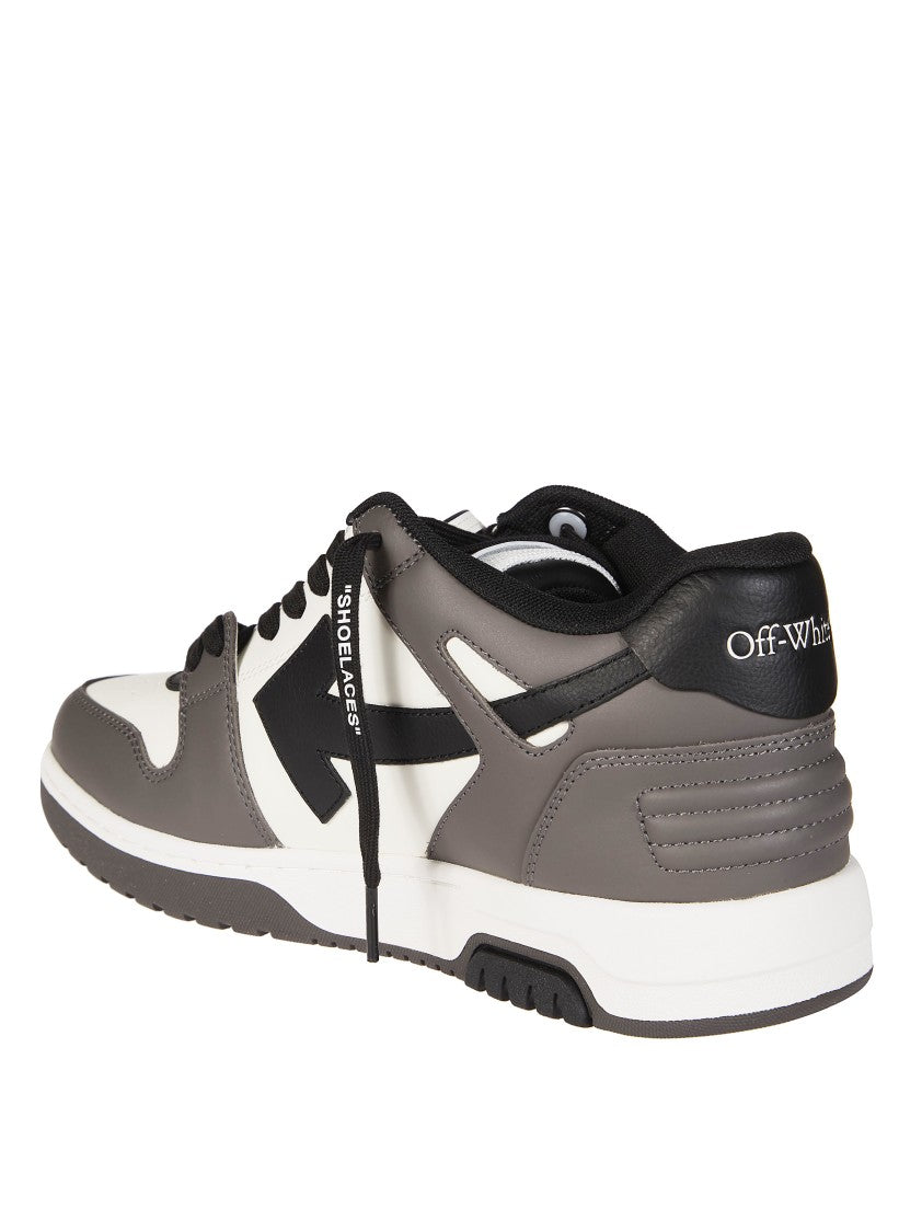 Off-White Grey Arrow Logo Leather Sneakers