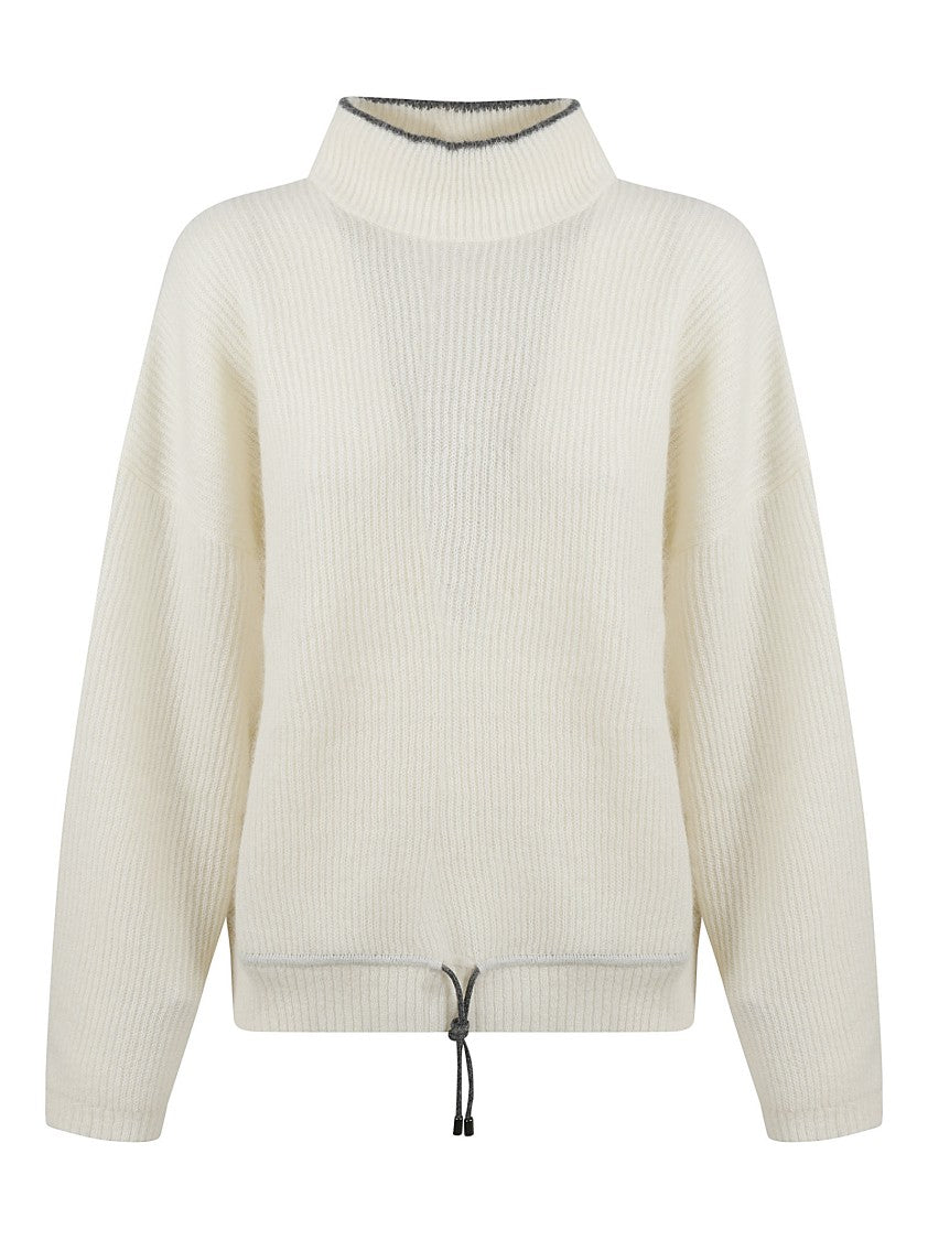 Brunello Cucinelli Relaxed High Neck Sweater With Drawstring Hem
