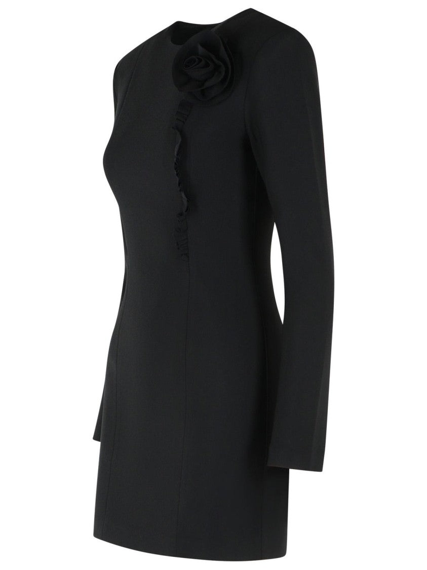 Rotate Black Floral Detail Crêpe Mini Dress