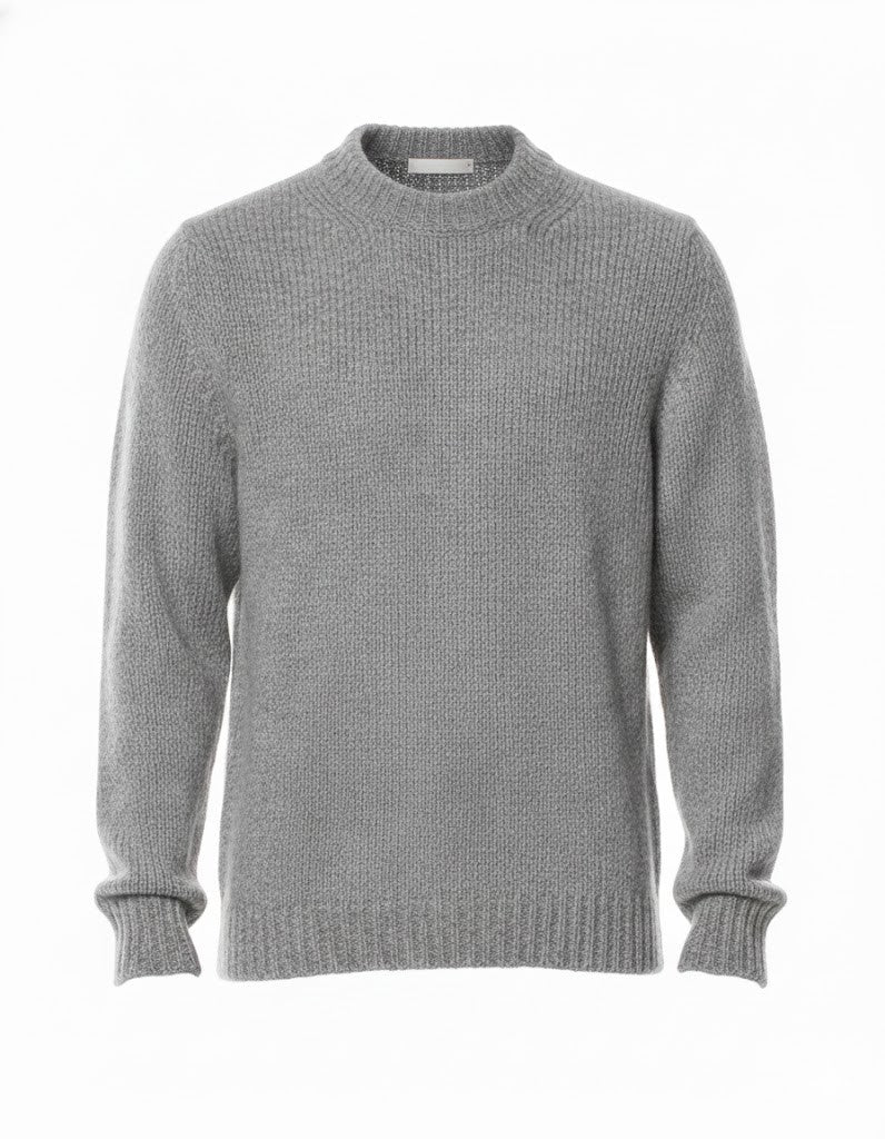 Fabrizio Del Carlo Men’S Grey Wool-Blend Crewneck Sweater