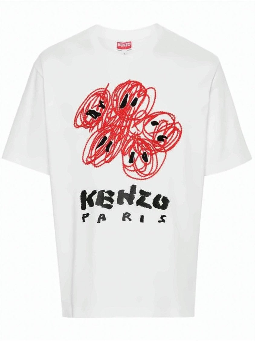 Kenzo Relaxed Fit Graphic White Cotton T-Shirt