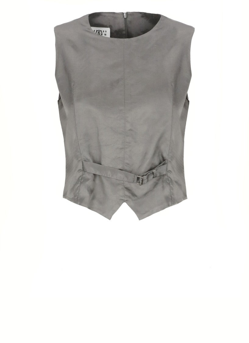 Mm6 By Maison Margiela Viscose Gilet With Rear Zip Fastening And Adjustable Straps