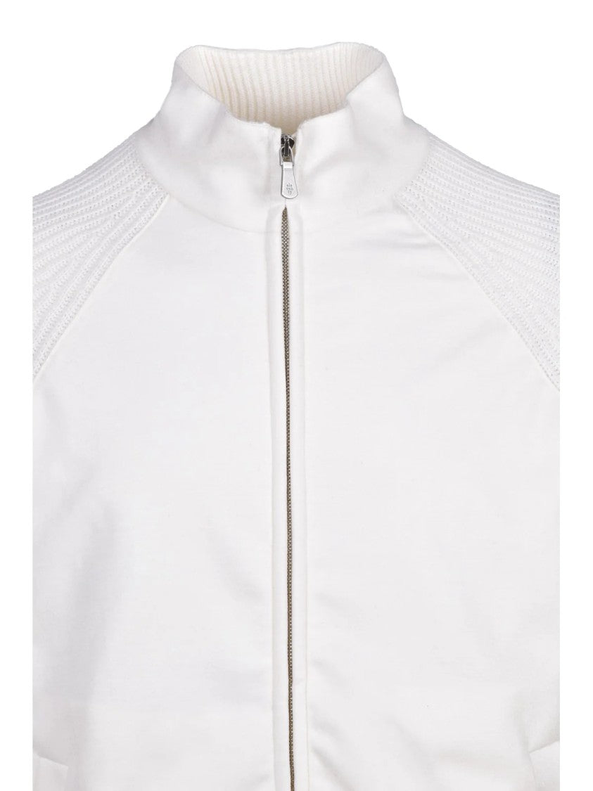 Eleventy Wool Blend Jacket With Knit Interior And Zip Closure
