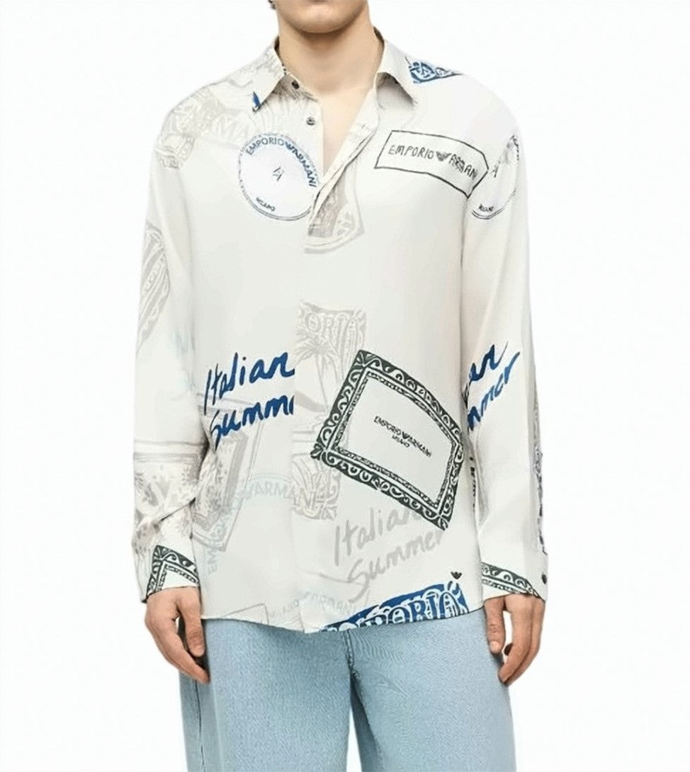 Emporio Armani All Over Print Viscose Classic Shirt