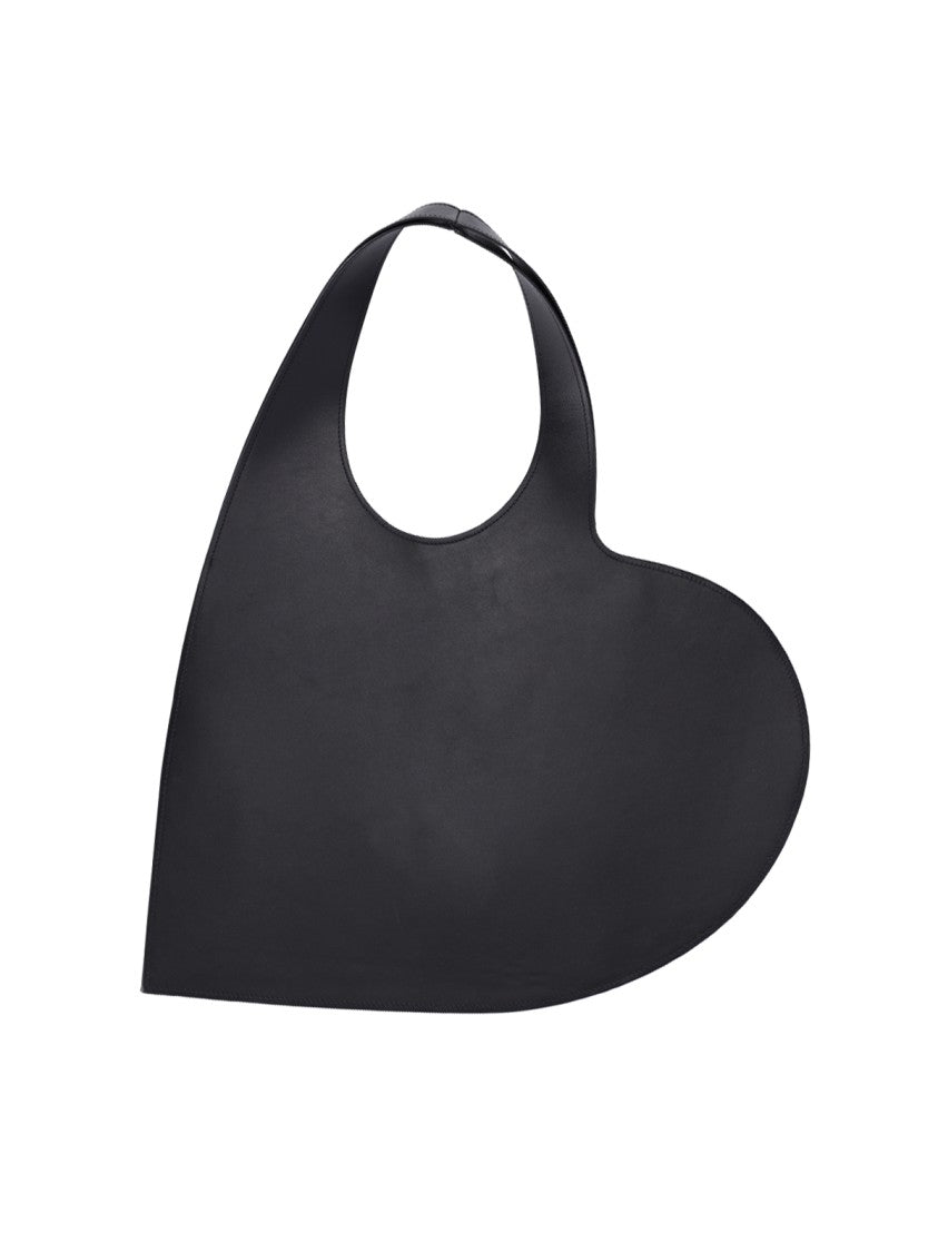 Coperni Black Leather Heart Tote Bag