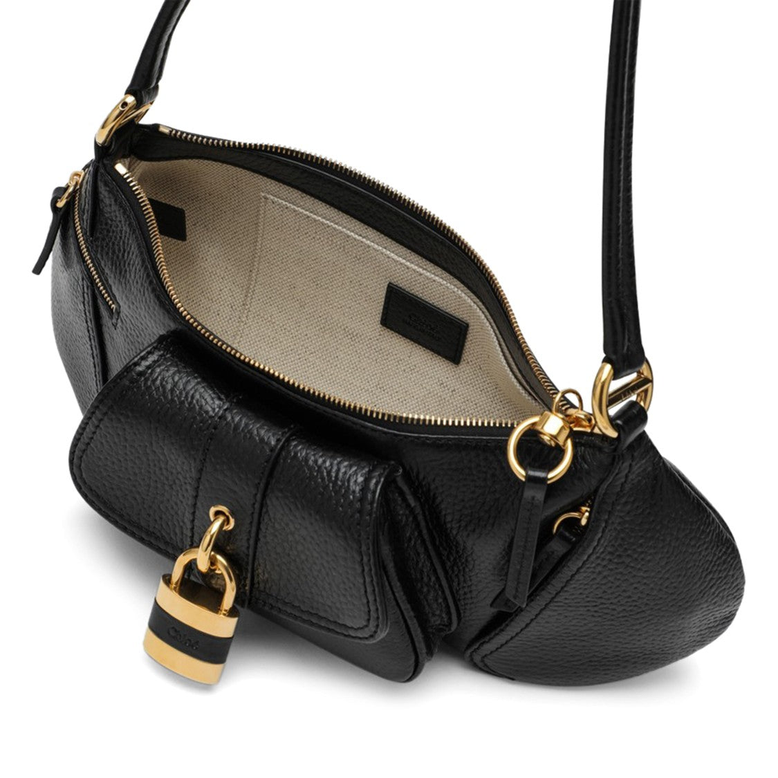 Chloé Curved Shoulder Bag With Gold Hardware Detail