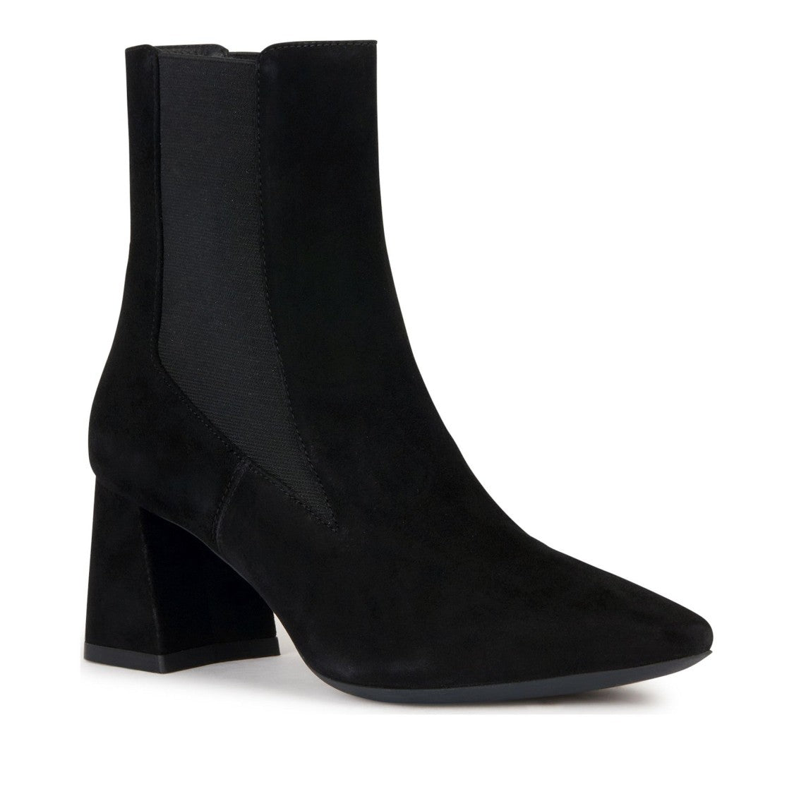 Geox Giselda Black Pointed Toe Suede Ankle Boots