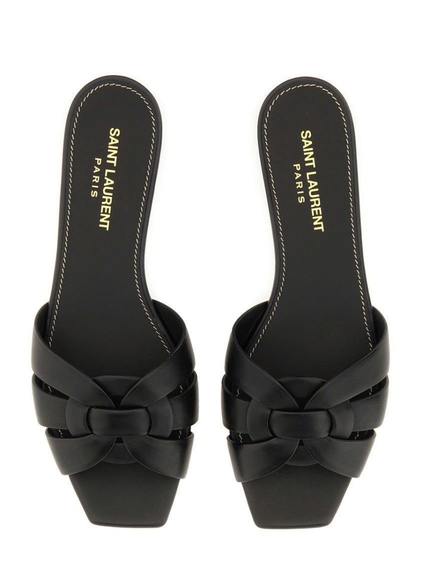 Saint Laurent Tribute Woven Leather Mules