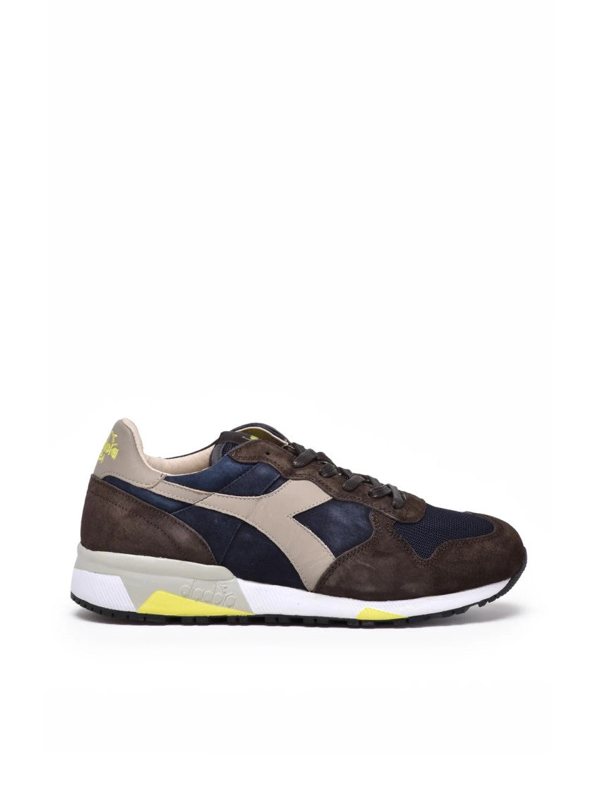 Diadora Heritage Brown Blue Leather Polyester Suede Sneakers