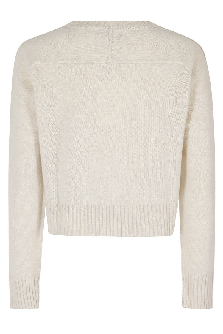 Soeur Ecru Virginia Cropped Merino Wool Cardigan
