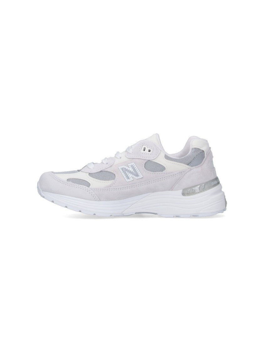 New Balance White Made In Usa 992 Core Leather Mesh Sneakers