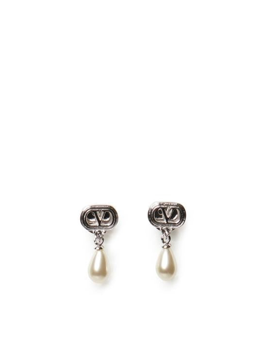 Valentino Garavani Rhodium-Finished Teardrop Pearl Earrings