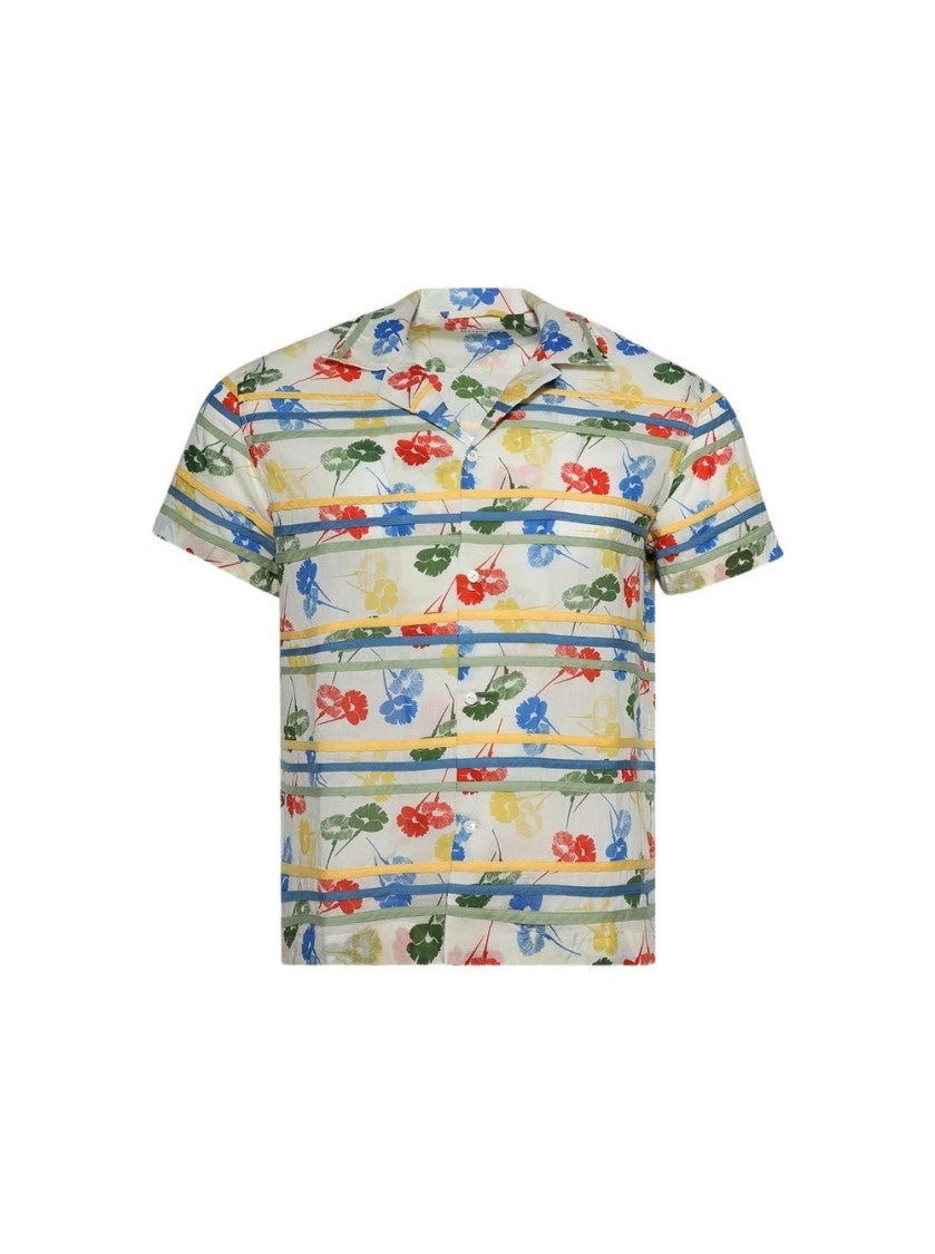 Bode Flower Stamp Short Sleeve Shirt Multicolor
