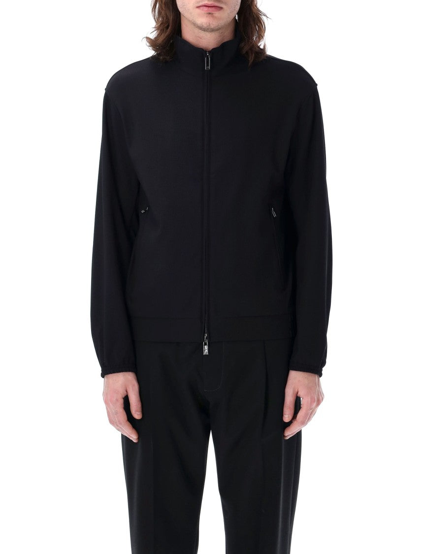 Emporio Armani Canneté-Effect Stretch Nylon Full-Zip Blouson