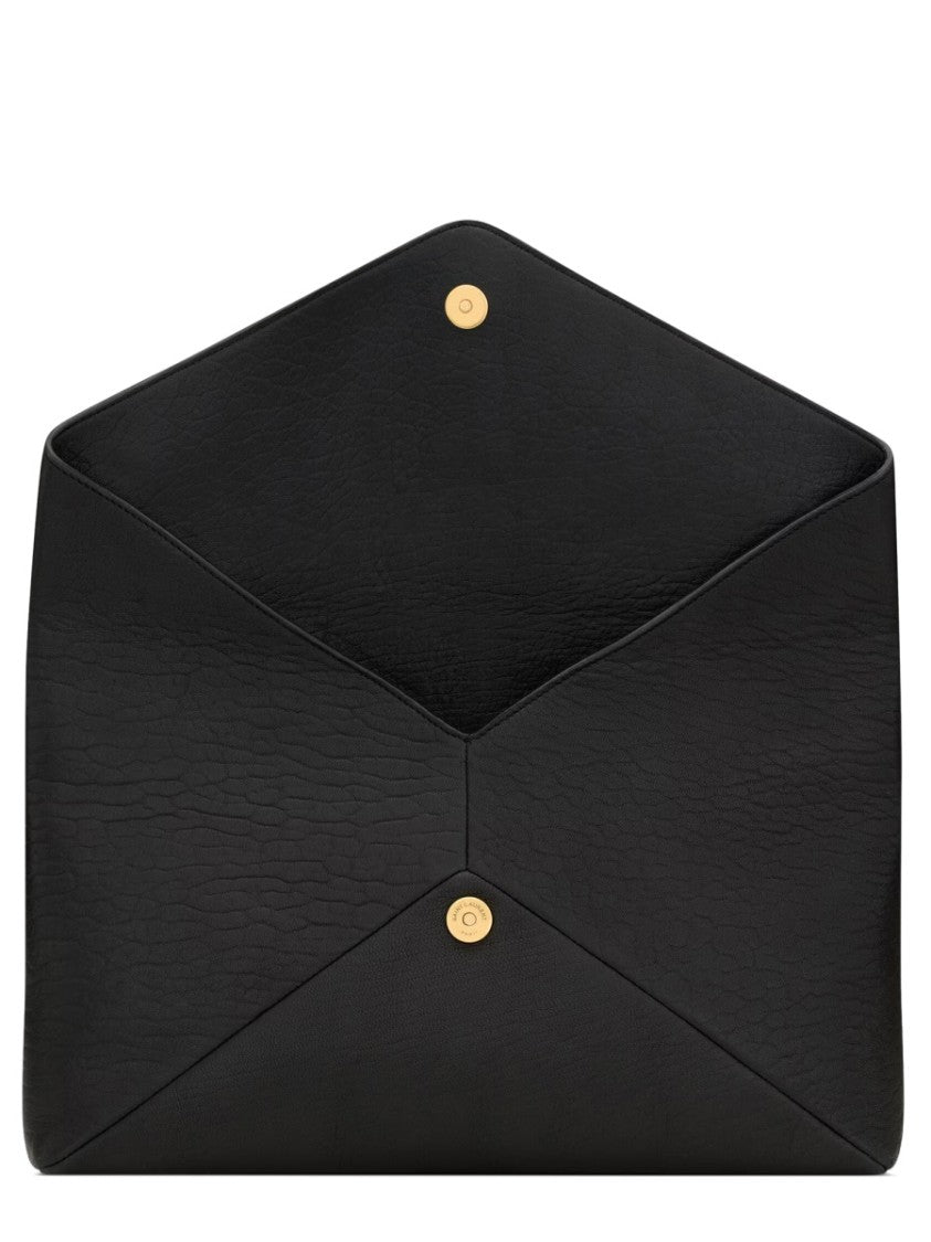 Saint Laurent Envelope-Style Clutch With Metallic Emblem