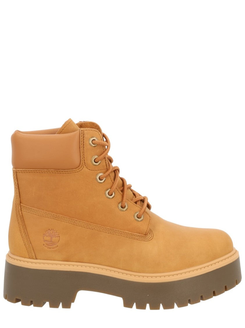 Timberland Ankle-High Brown Boots With Padded Collar And Rugged Sole