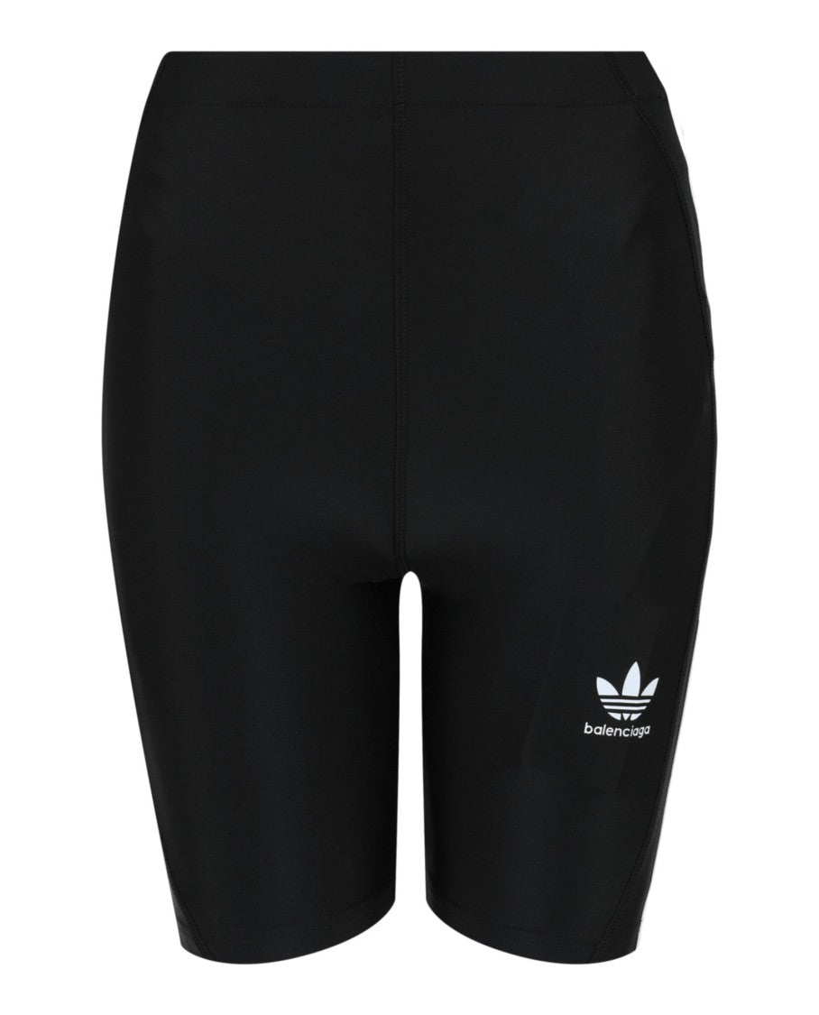 Balenciaga High-Rise Fitted Cycling Shorts With Logo Print And Zip Pocket
