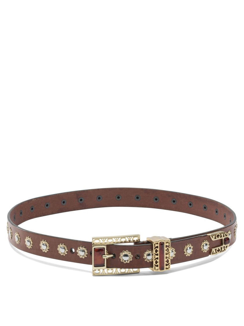 Golden Goose Embroidered Cowhide Leather Belt