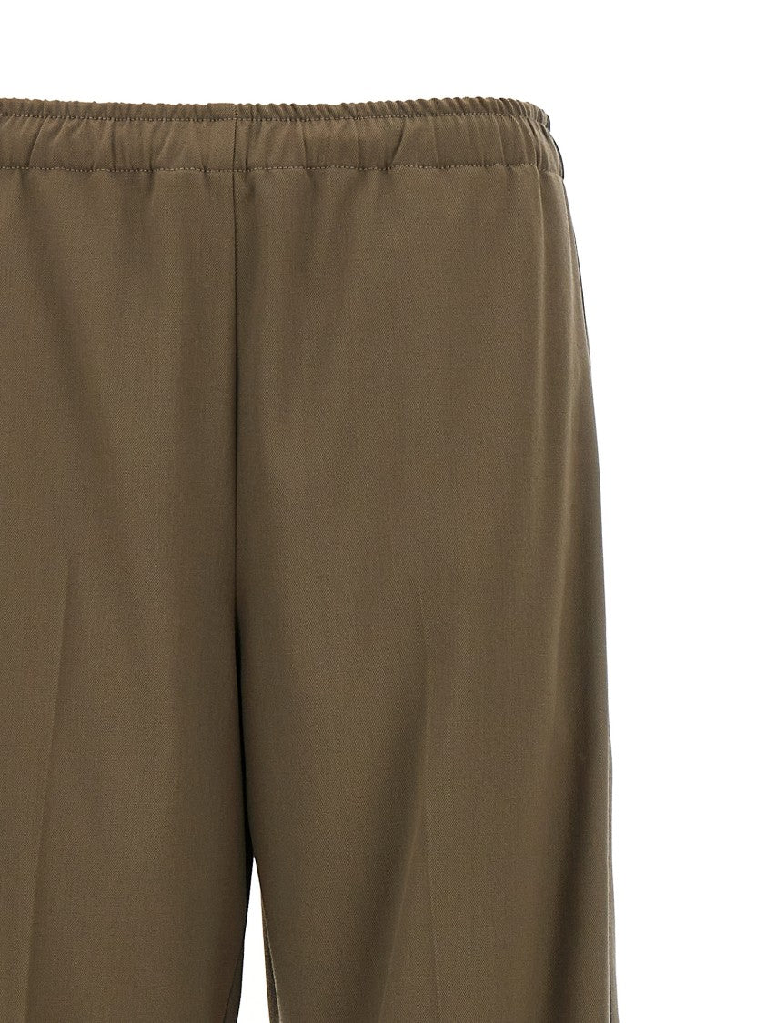 Mm6 By Maison Margiela Brown Satin Band Pants With Contrast Detailing