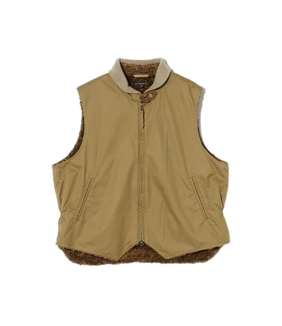 Engineered Garments Sleeveless Brown Vest With High Collar