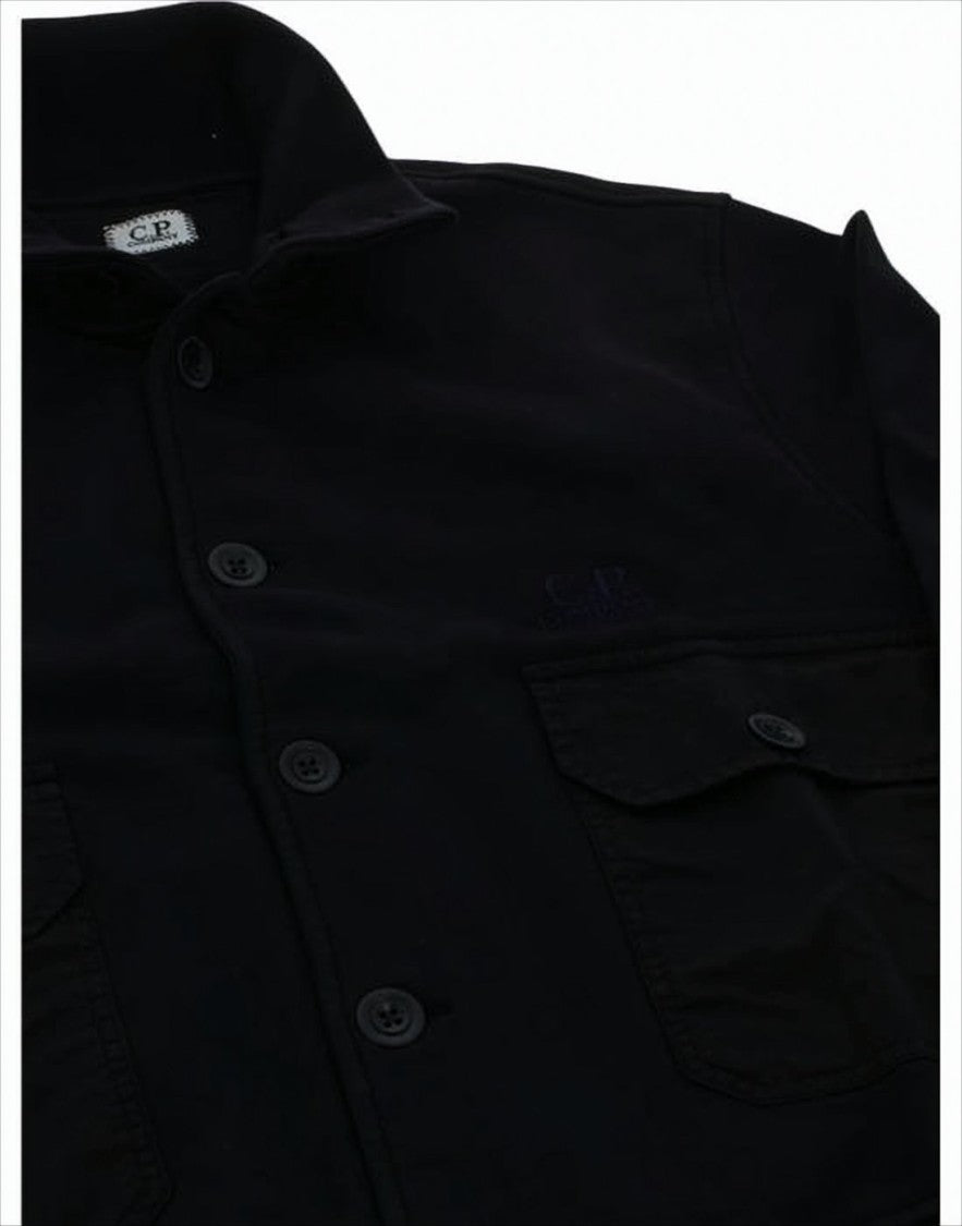 C.P. Company Black Cotton Jacket With Button-Up Front