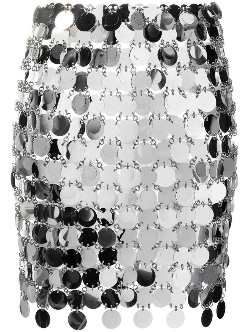 Paco Rabanne Fitted Mini Skirt With Shimmering Metallic Finish
