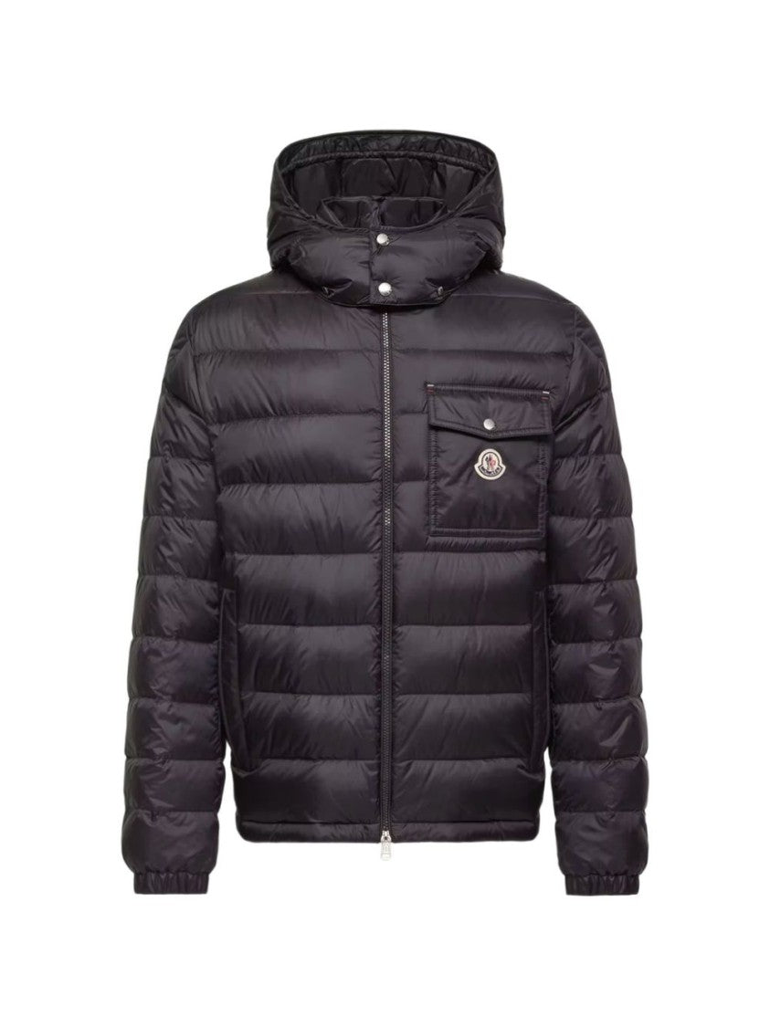 Moncler Padded Quilted High Collar Logo Patch Jacket