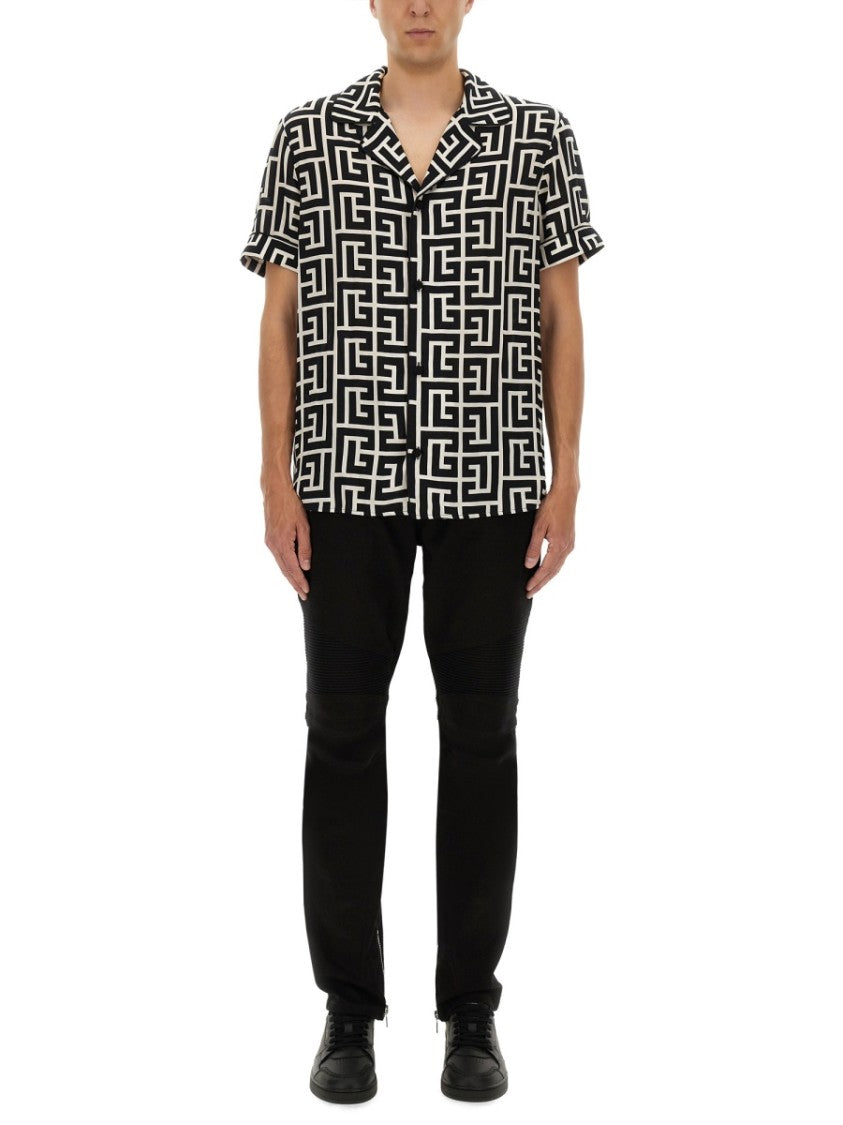 Balmain Monogram Print Pajama Shirt