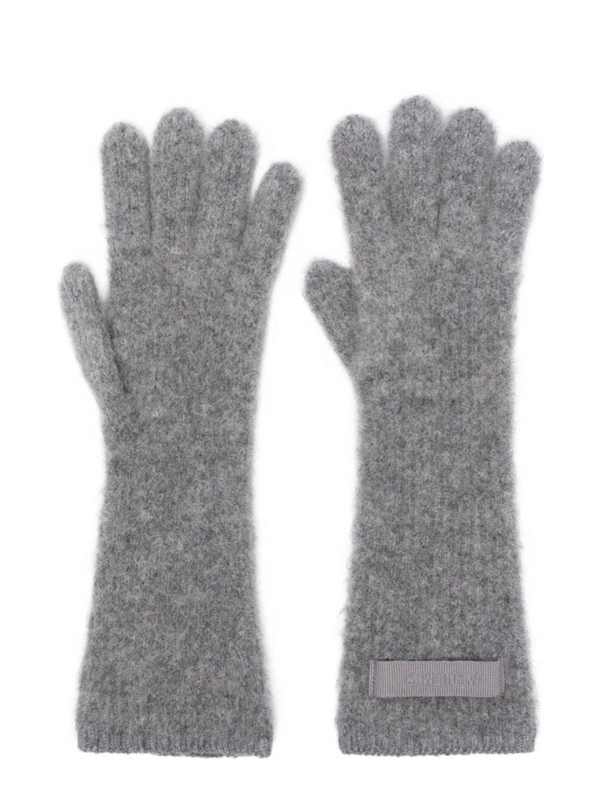 Jacquemus Grey Long Textured Ribbed-Knit Gloves