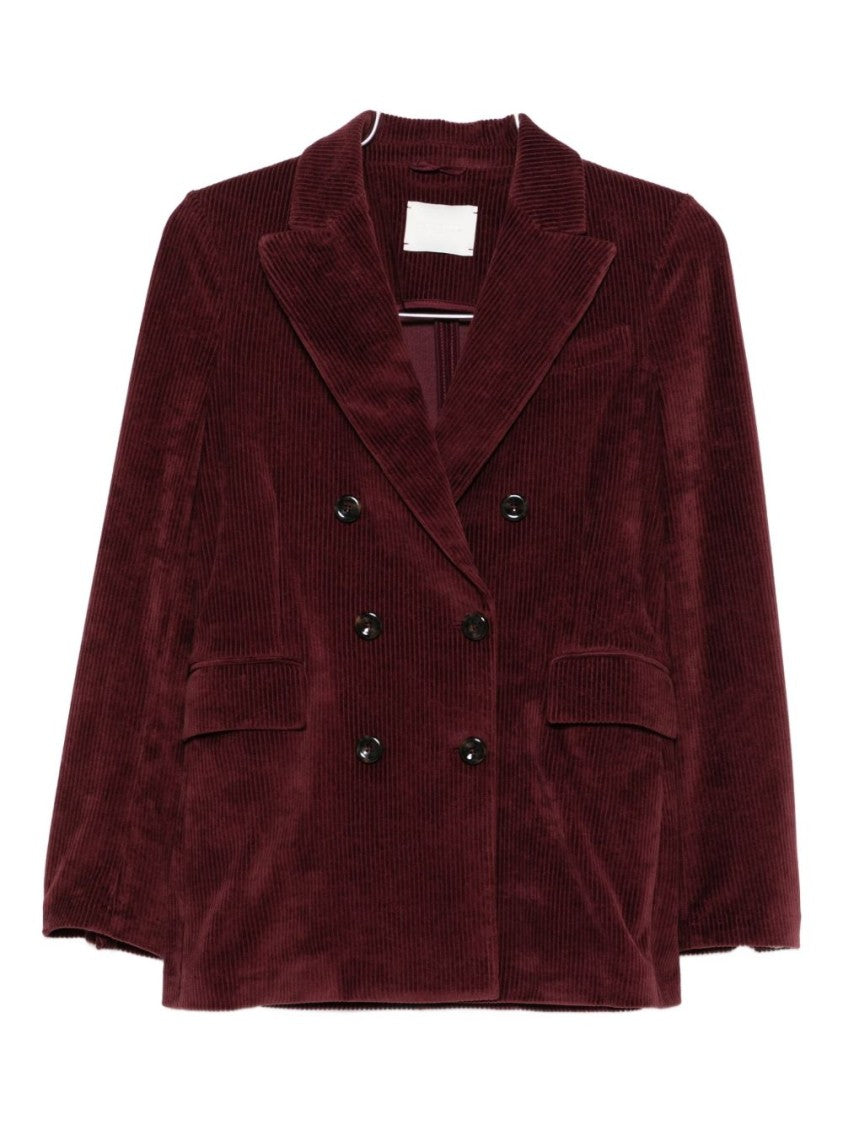 Circolo 1901 Bordeaux Corduroy Jacket With Double-Breasted Front