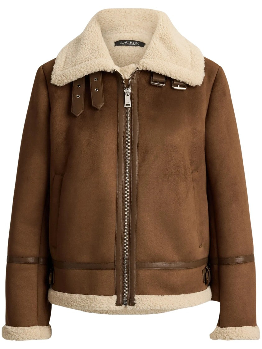 Lauren Ralph Lauren Buckle-Trim Shearling Accent Faux-Suede Jacket