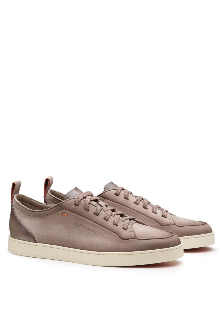 Santoni Tortora Carezza Nubuck Slip-On Sneakers