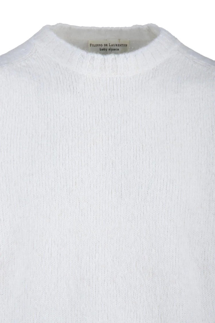 Filippo De Laurentiis White Alpaca Wool Polyamide Men's Crew Sweater
