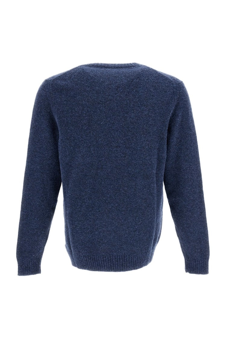 Zanone Deep Blue Crew Neck Sweater With Textured Knit Fabric