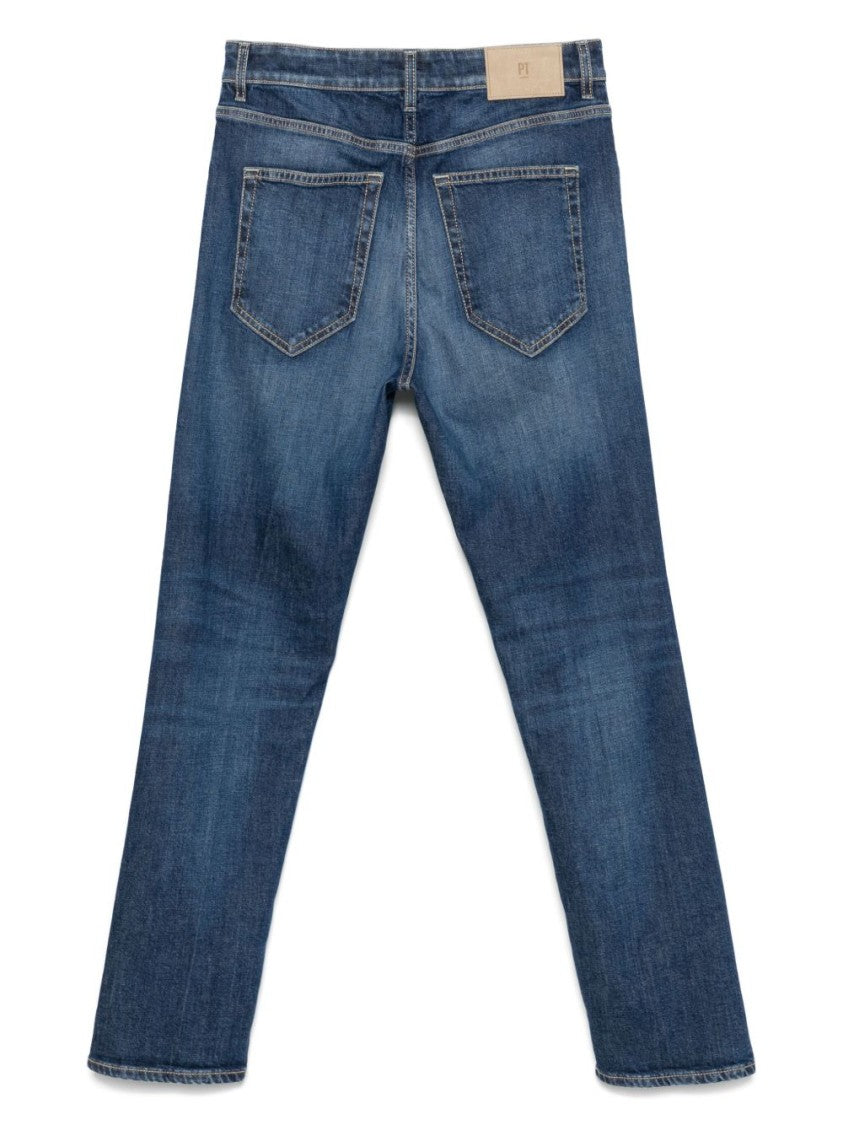 Pt Torino Straight Blue Jeans With Classic Five-Pocket Design