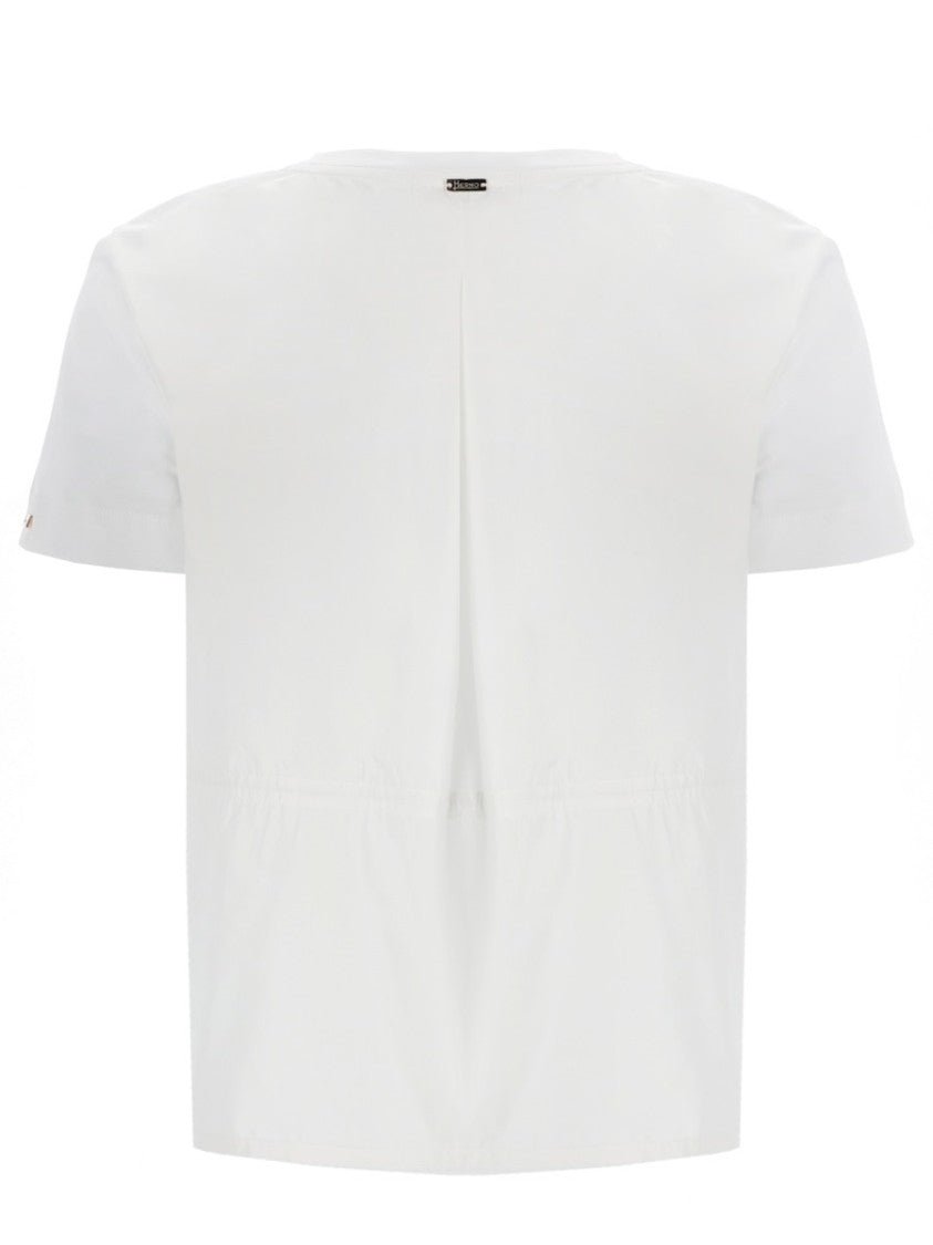 Herno Neutrals Crew Neck Central Pleat Cotton T-Shirt