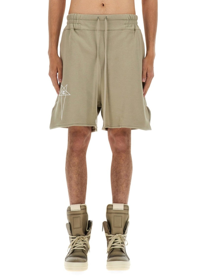 Champion X Rick Owens Relaxed Fit Cotton Shorts With Elastic Waistband